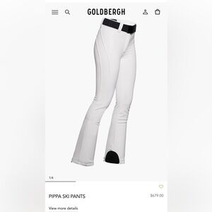 Goldbergh Pippa Ski White Flare Pants Women size 10.